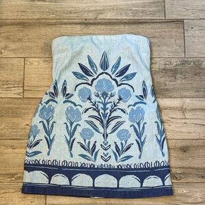 Abercrombie & Fitch Blue Floral Strapless Mini Dress